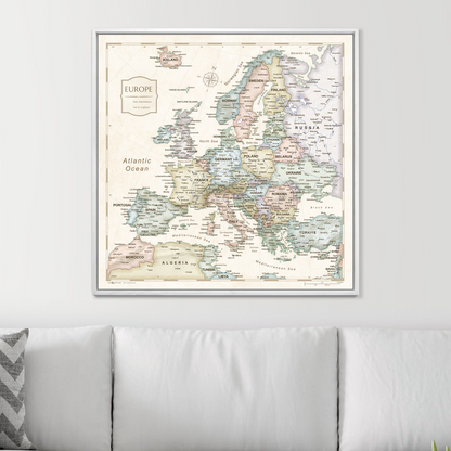 Push Pin Europe Map (Pin Board) - Desert Sunrise