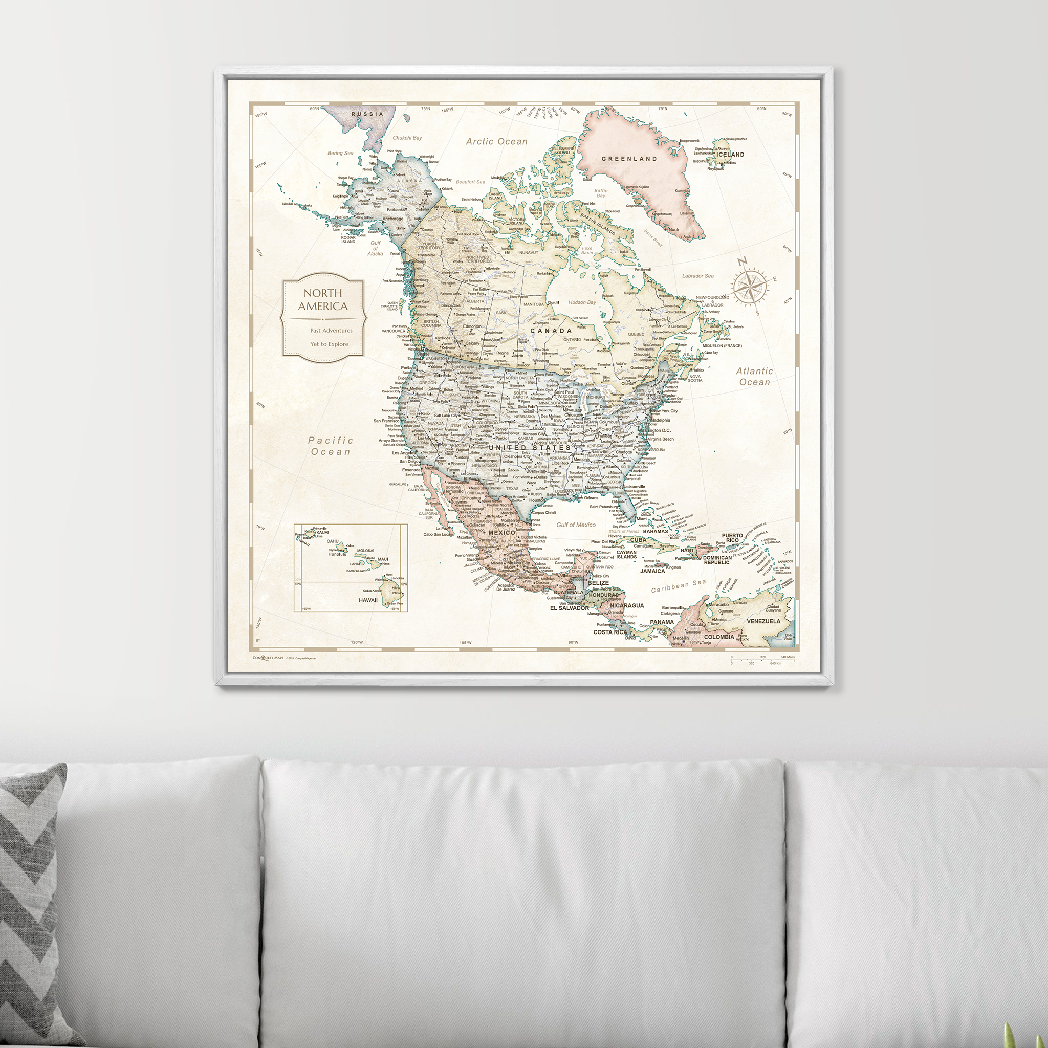 Push Pin North America Map (Pin Board) - Desert Sunrise