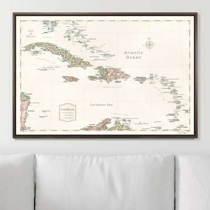 Push Pin Caribbean Map (Pin Board) - Desert Sunrise