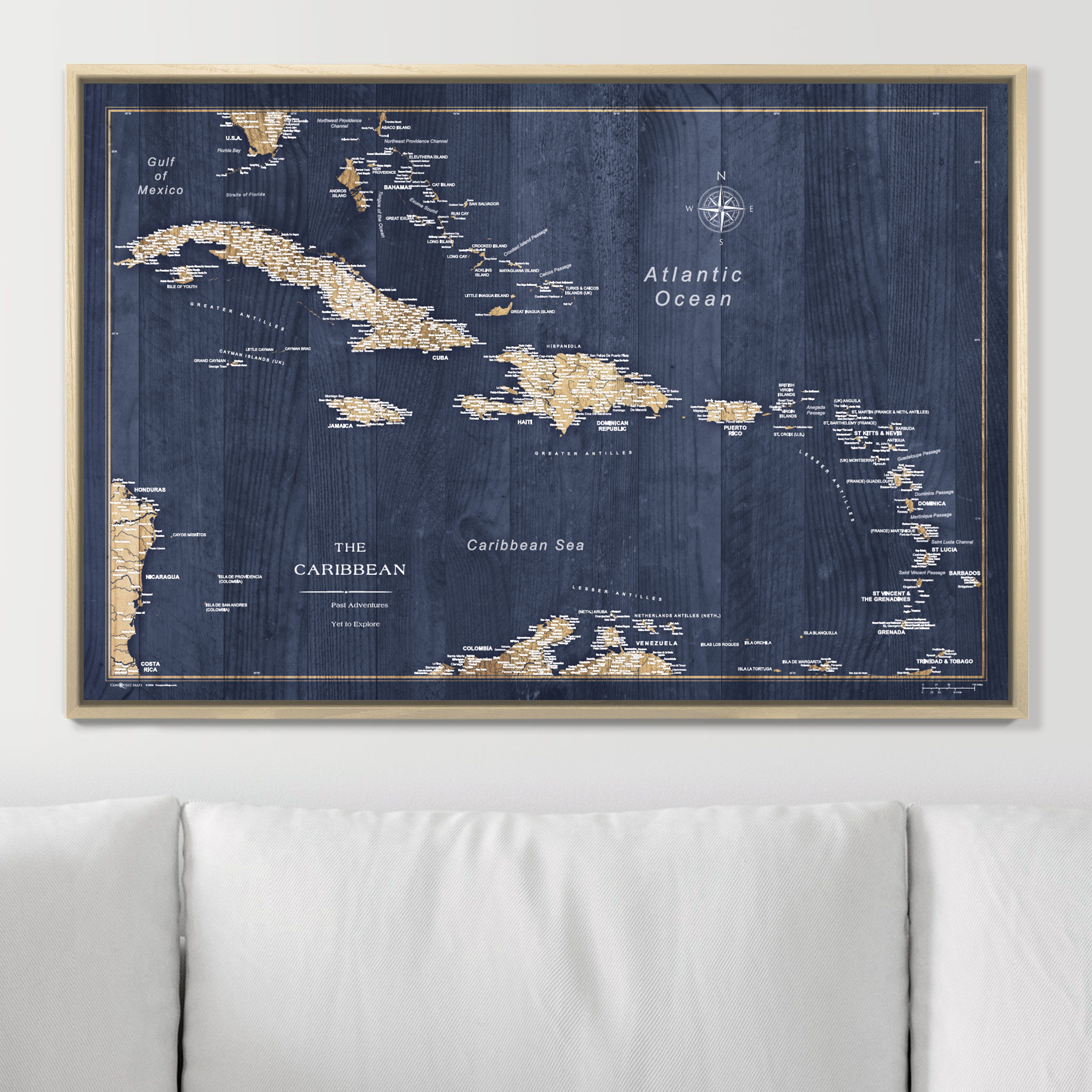 Push Pin Caribbean Map (Pin Board) - Deep-Sea Drift
