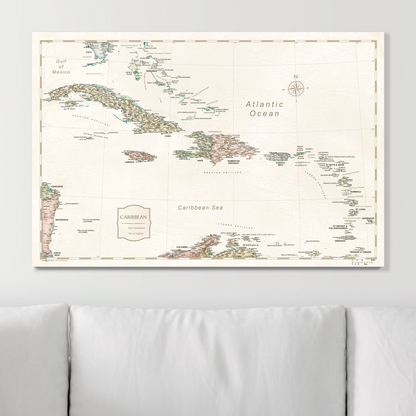 Push Pin Caribbean Map (Pin Board) - Desert Sunrise