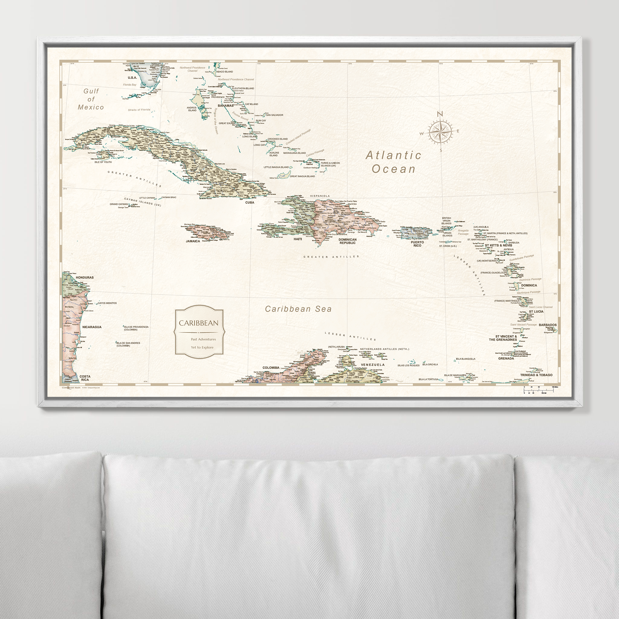 Push Pin Caribbean Map (Pin Board) - Desert Sunrise