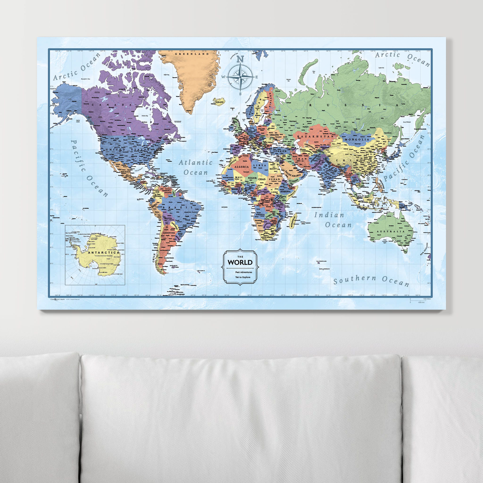 Push Pin World Map (Pin Board) - Rugged Earth CM Pin Board
