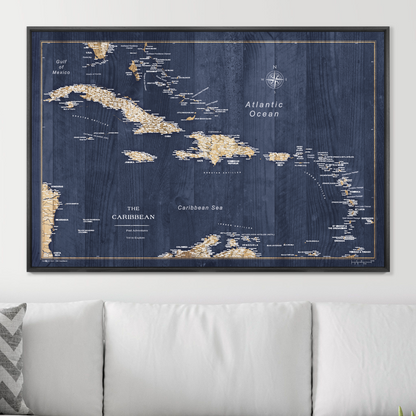 Push Pin Caribbean Map (Pin Board) - Deep-Sea Drift