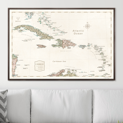 Push Pin Caribbean Map (Pin Board) - Desert Sunrise