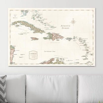 Push Pin Caribbean Map (Pin Board) - Desert Sunrise