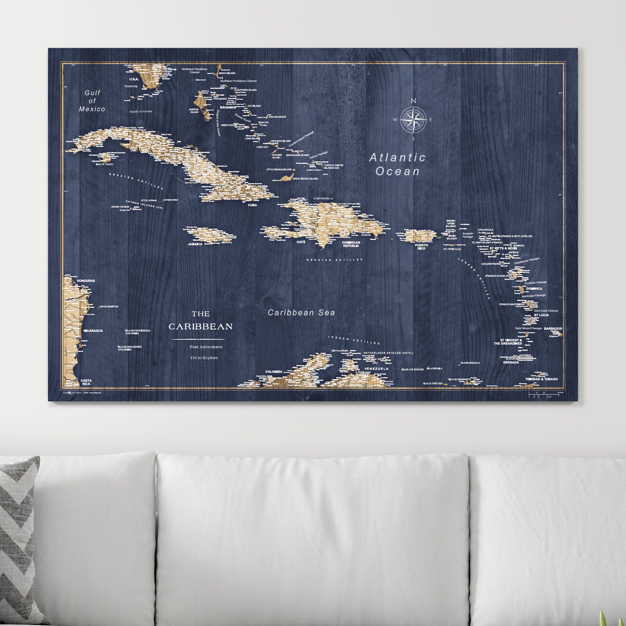 Push Pin Caribbean Map (Pin Board) - Deep-Sea Drift