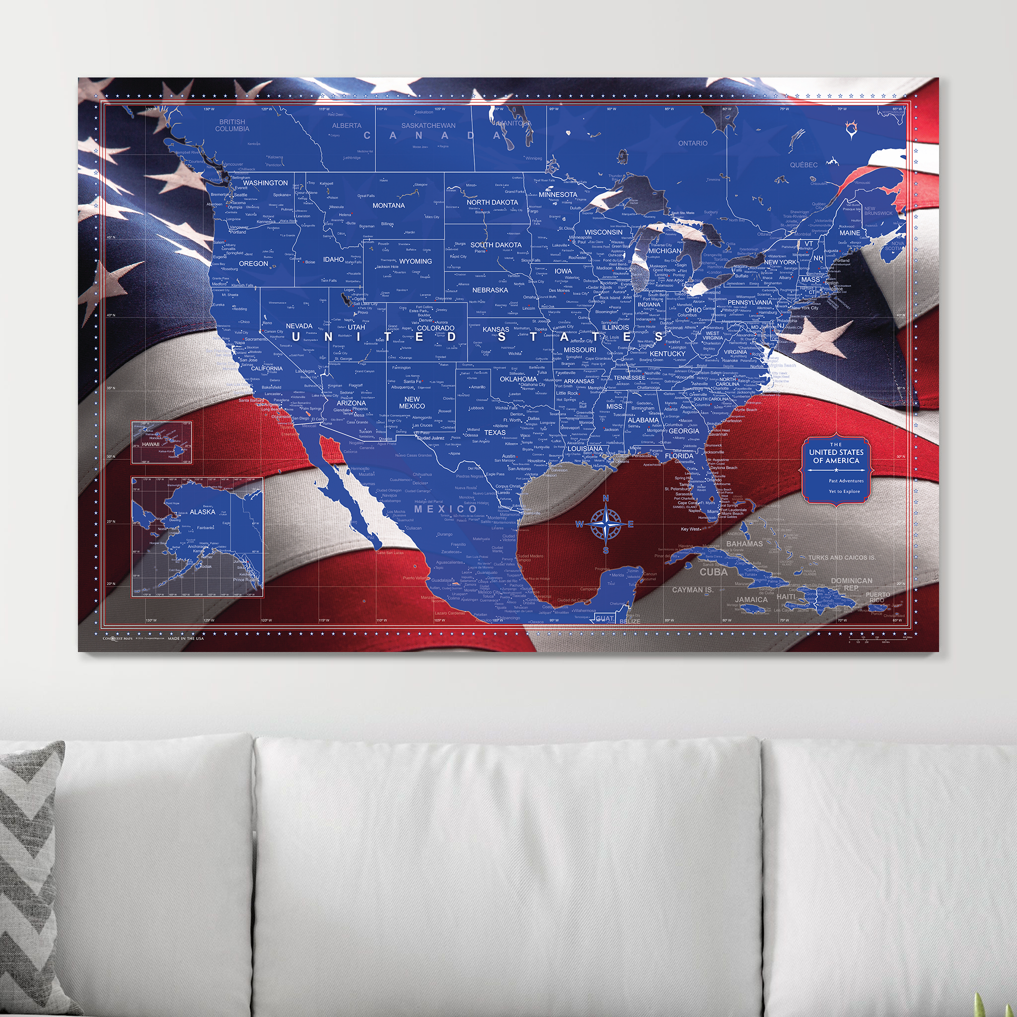 Push Pin USA Map (Pin Board) - Star Spangled 250th Anniversary Edition