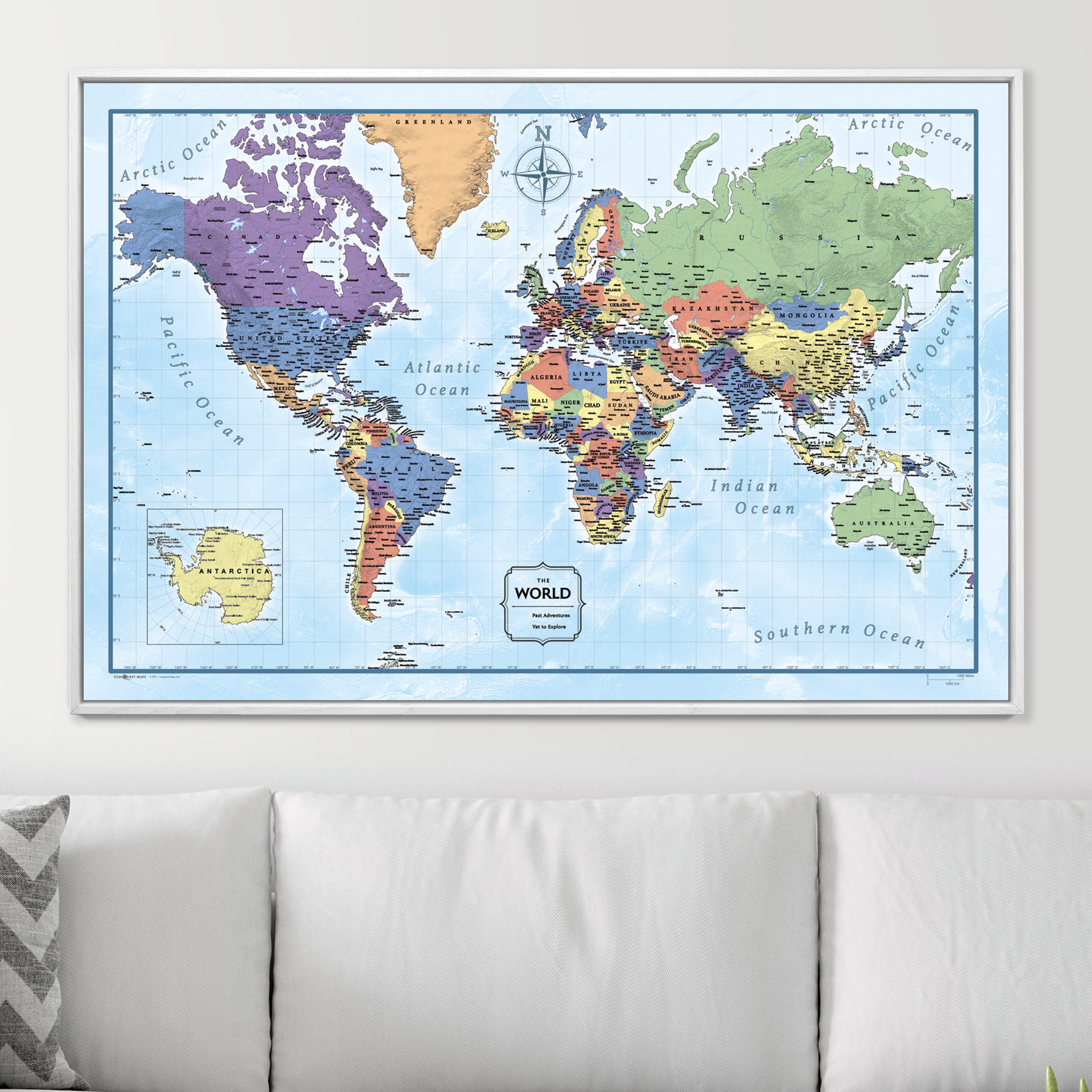 Push Pin World Map (Pin Board) - Rugged Earth CM Pin Board