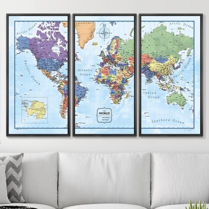Push Pin World Map (Pin Board) - Rugged Earth CM Pin Board