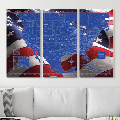 Push Pin USA Map (Pin Board) - Star Spangled 250th Anniversary Edition