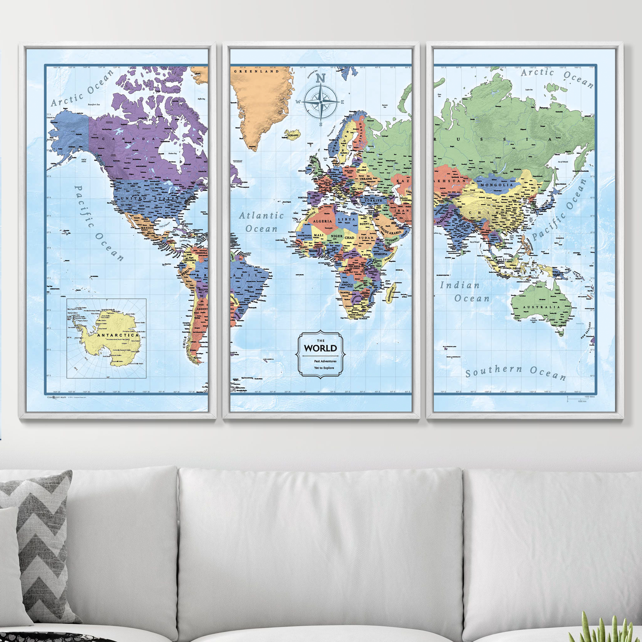 Push Pin World Map (Pin Board) - Rugged Earth CM Pin Board