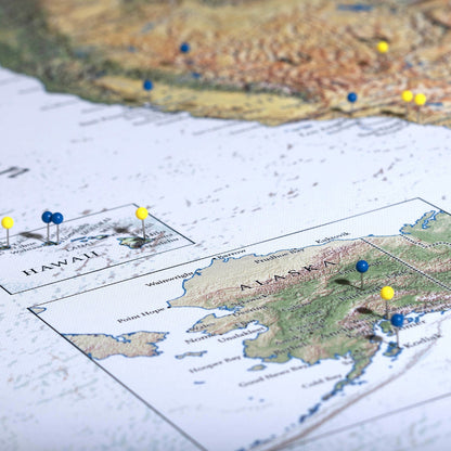 Push Pin World Map (Pin Board) - The Night Voyager - Essentials Collection Conquest Maps LLC