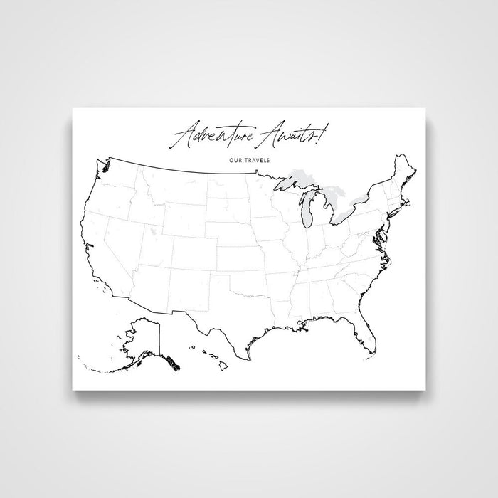 Push Pin Mini USA Map - Fine Line Series