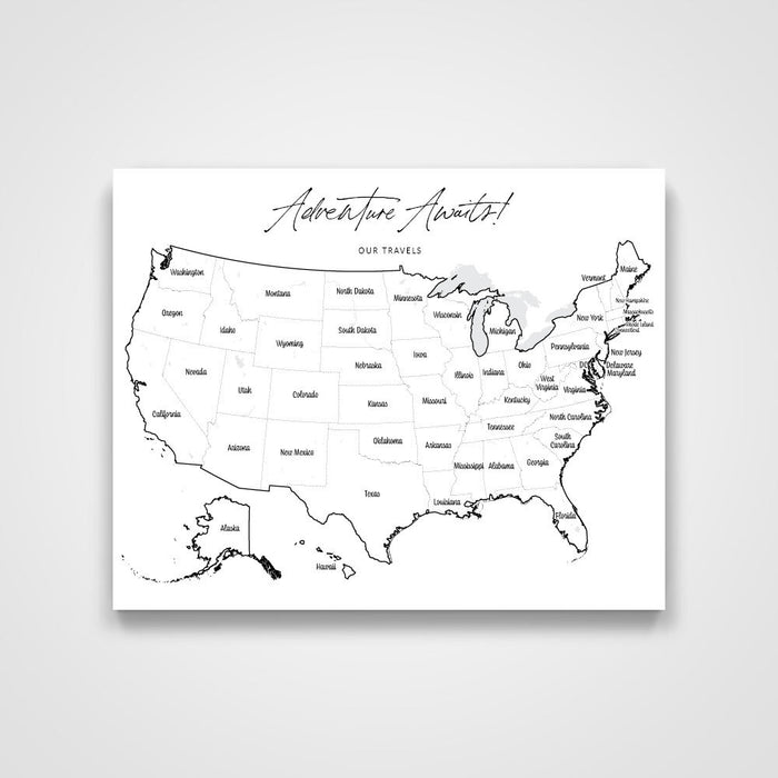Push Pin Mini USA Map - Fine Line Series
