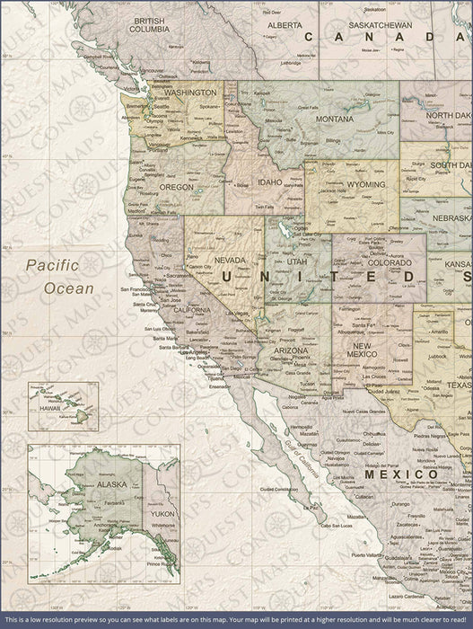 USA Map Poster - Desert Sunrise CM Poster
