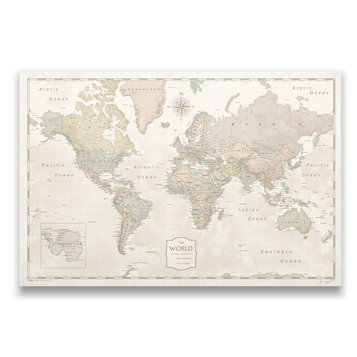 Pastel wall art push pin world map with personalized legend