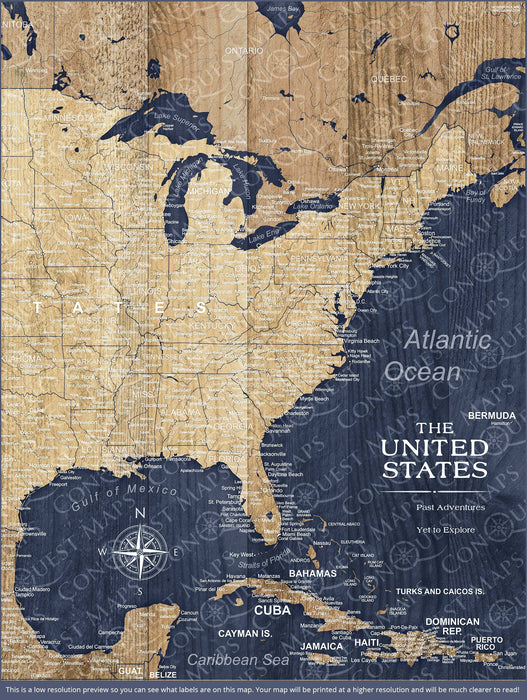 USA Map Poster - Deep-Sea Drift CM Poster