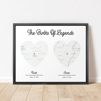 Father's Day Multi-Heart Map Art Conquest Maps LLC