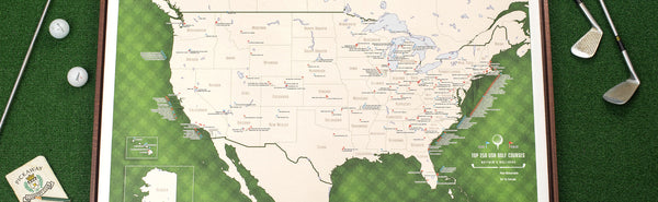 Golf Push Pin Maps for Tracking Courses