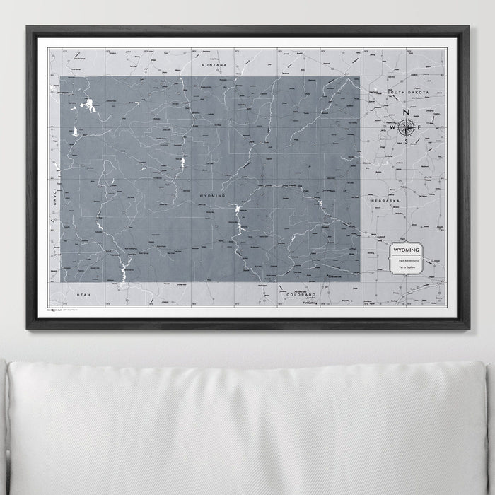 Push Pin Wyoming Map (Pin Board) - Dark Gray Color Splash