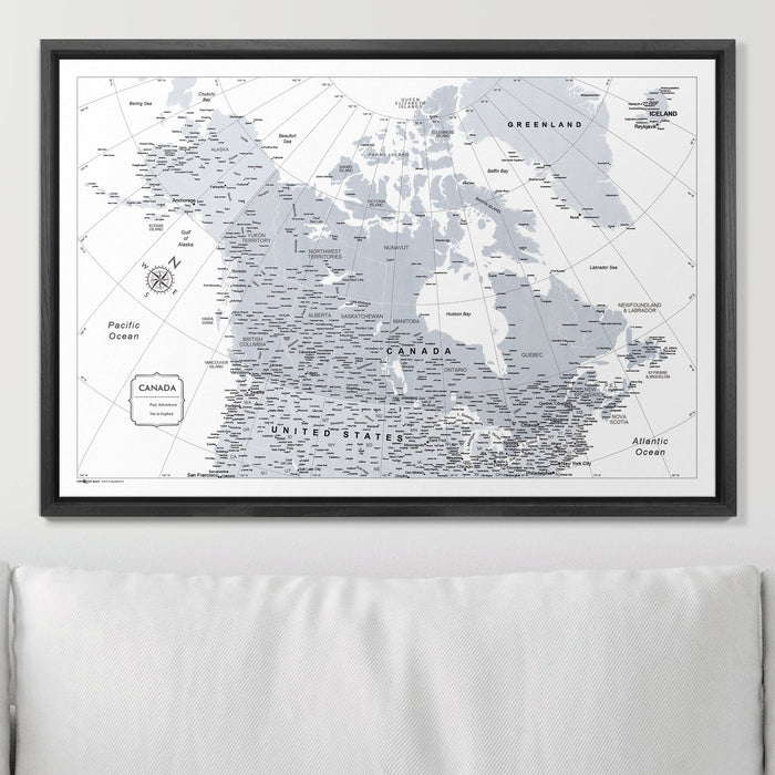 Push Pin Canada Map (Pin Board) - Light Gray Color Splash