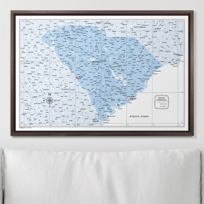 Push Pin South Carolina Map (Pin Board) - Light Blue Color Splash CM Pin Board