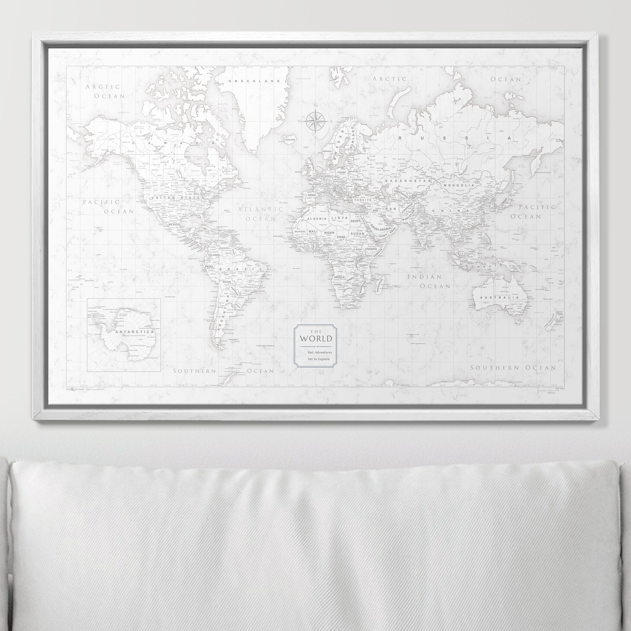 Push Pin World Map (Pin Board) - Classic Marble CM Pin Board