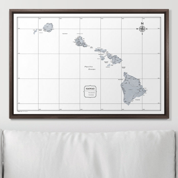 Push Pin Hawaii Map (Pin Board) - Light Gray Color Splash