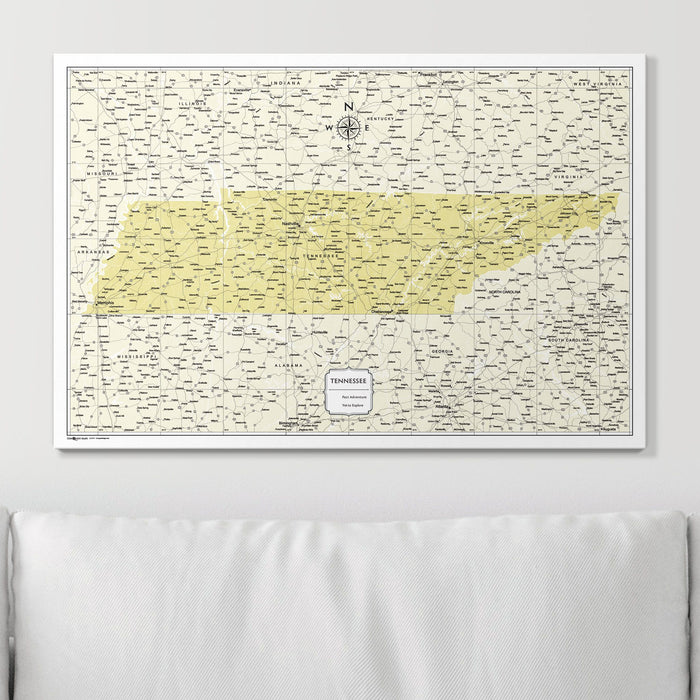 Push Pin Tennessee Map (Pin Board) - Yellow Color Splash