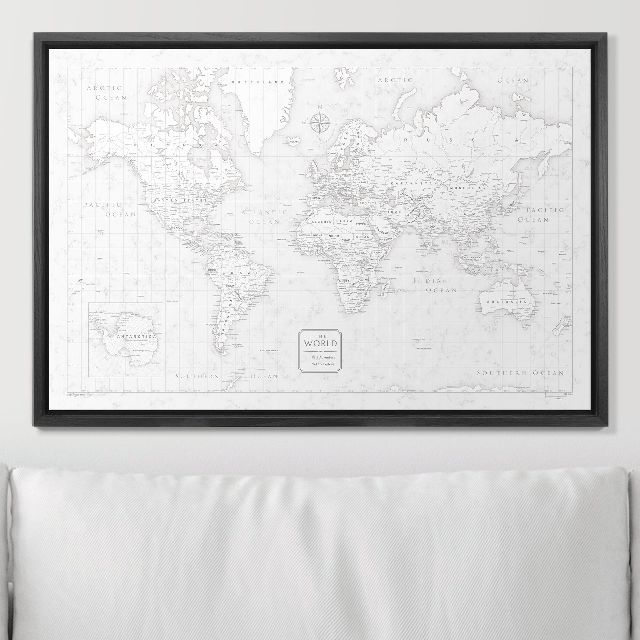 Push Pin World Map (Pin Board) - Classic Marble CM Pin Board