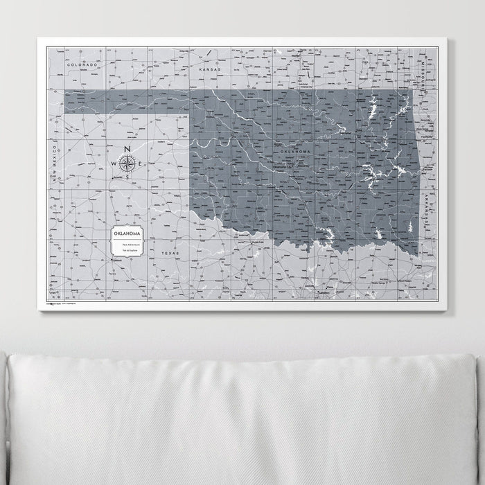 Push Pin Oklahoma Map (Pin Board) - Dark Gray Color Splash