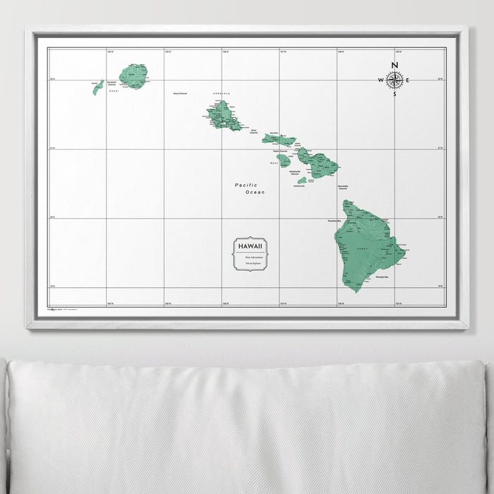 Push Pin Hawaii Map (Pin Board) - Green Color Splash