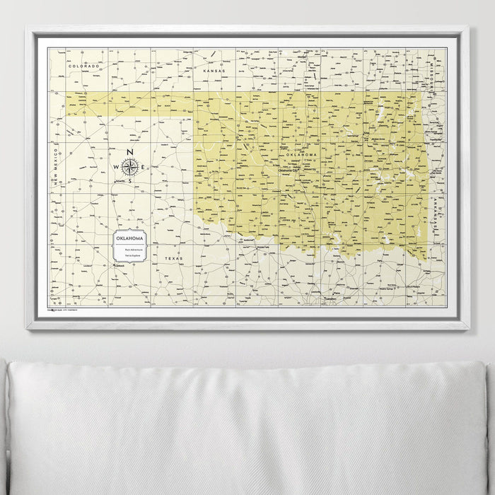 Push Pin Oklahoma Map (Pin Board) - Yellow Color Splash