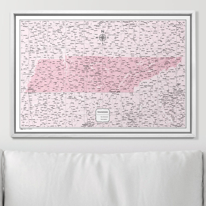 Push Pin Tennessee Map (Pin Board) - Pink Color Splash