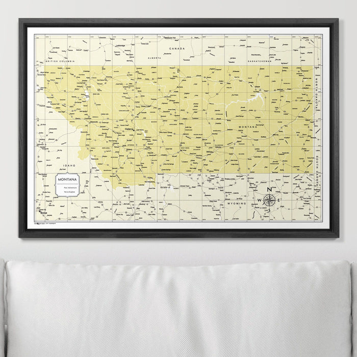 Push Pin Montana Map (Pin Board) - Yellow Color Splash