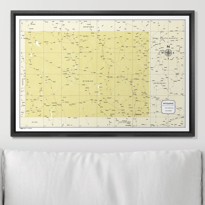 Push Pin Wyoming Map (Pin Board) - Yellow Color Splash