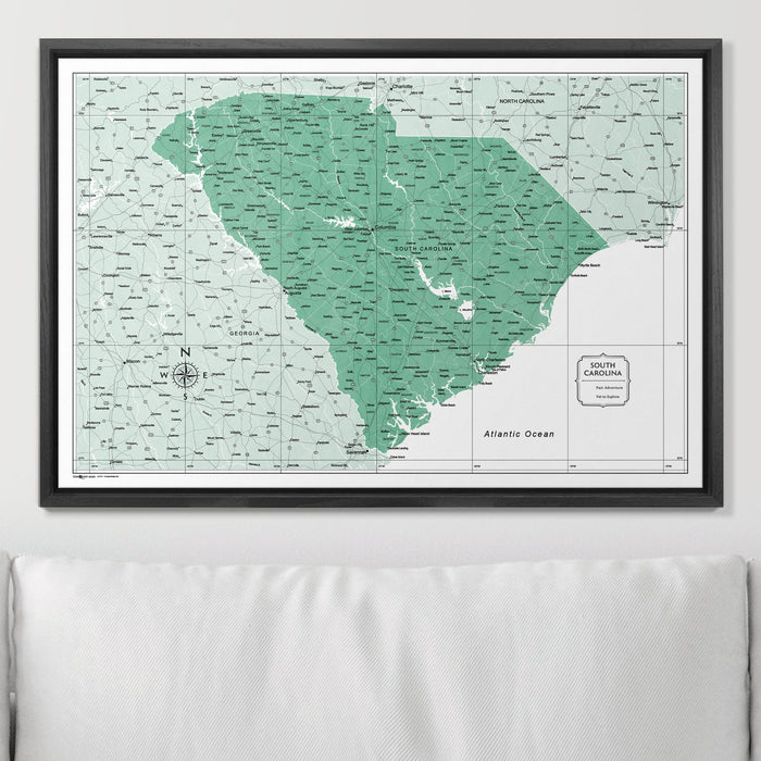 Push Pin South Carolina Map (Pin Board) - Green Color Splash