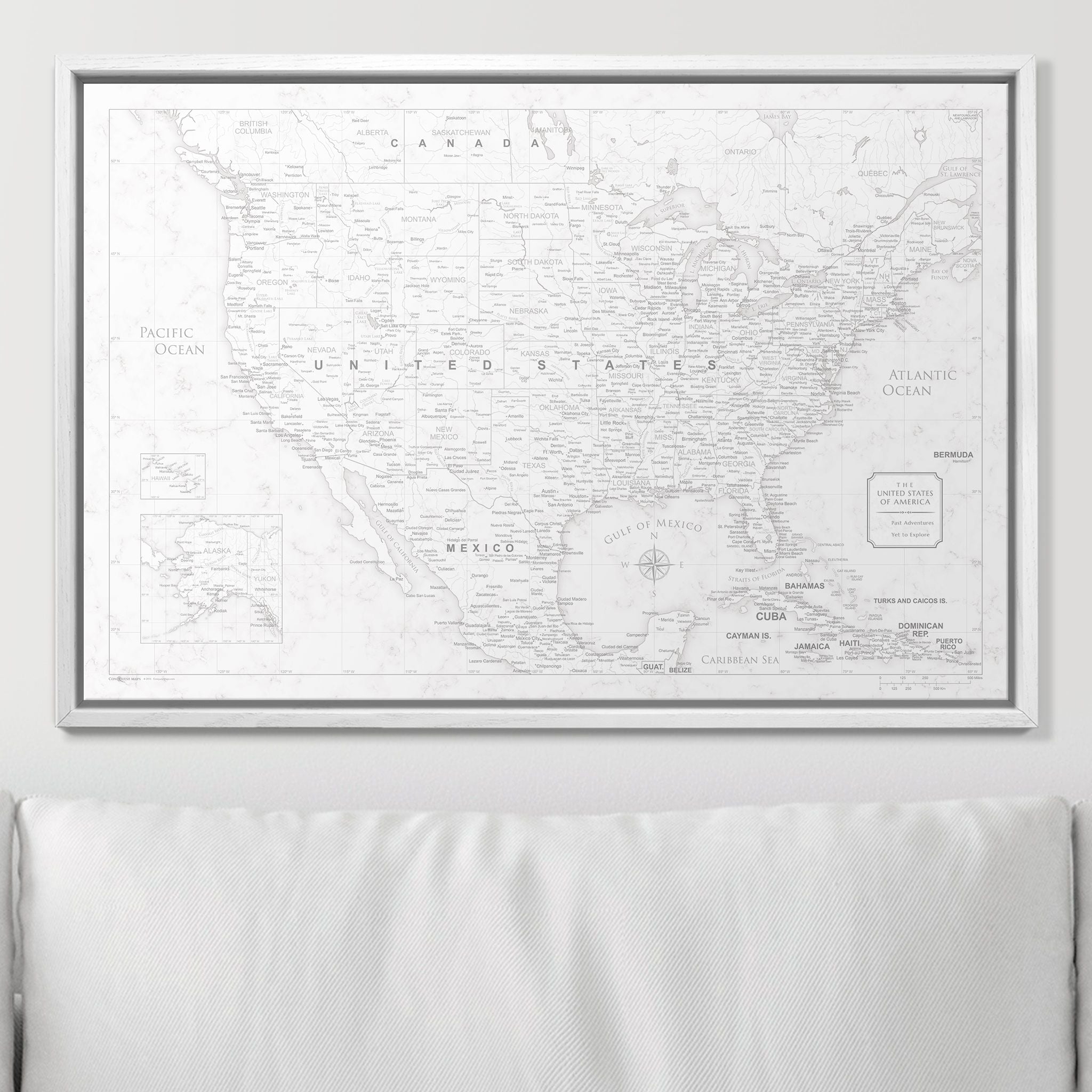 Push Pin USA Map (Pin Board) - Classic Marble CM Pin Board