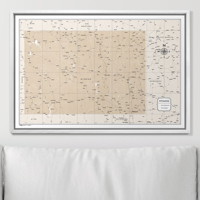 Push Pin Wyoming Map (Pin Board) - Light Brown Color Splash
