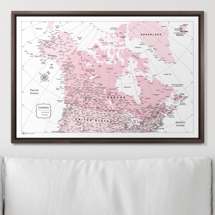 Push Pin Canada Map (Pin Board) - Pink Color Splash