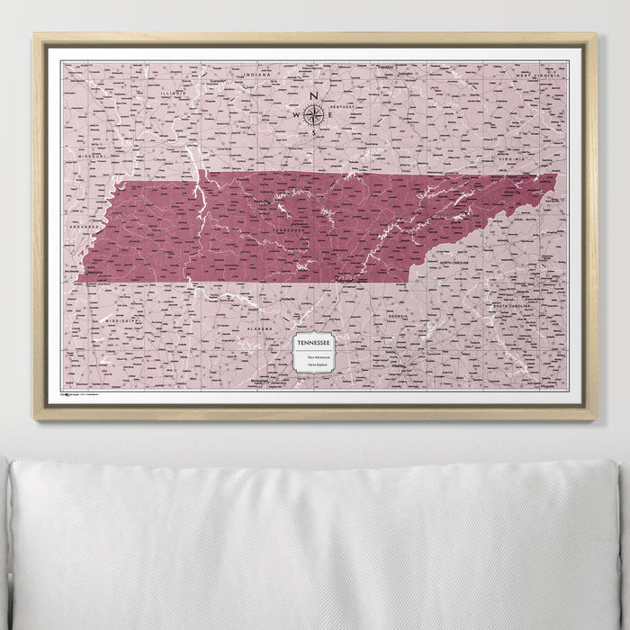 Push Pin Tennessee Map (Pin Board) - Burgundy Color Splash CM Pin Board