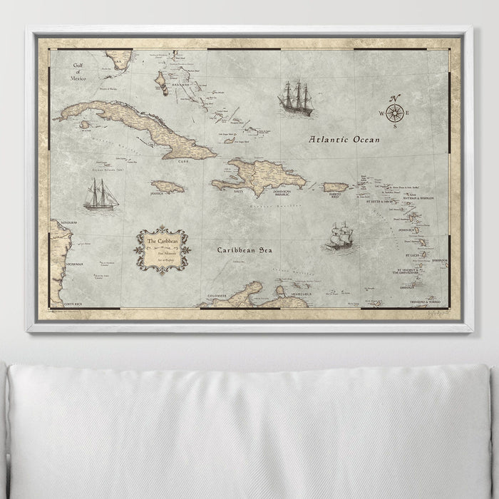Push Pin Caribbean Map (Pin Board) - Rustic Vintage