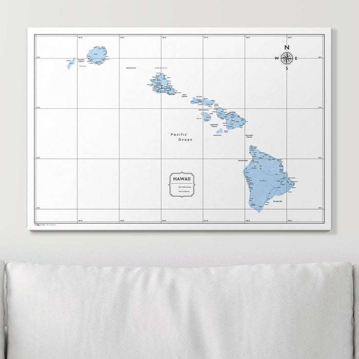 Push Pin Hawaii Map (Pin Board) - Light Blue Color Splash