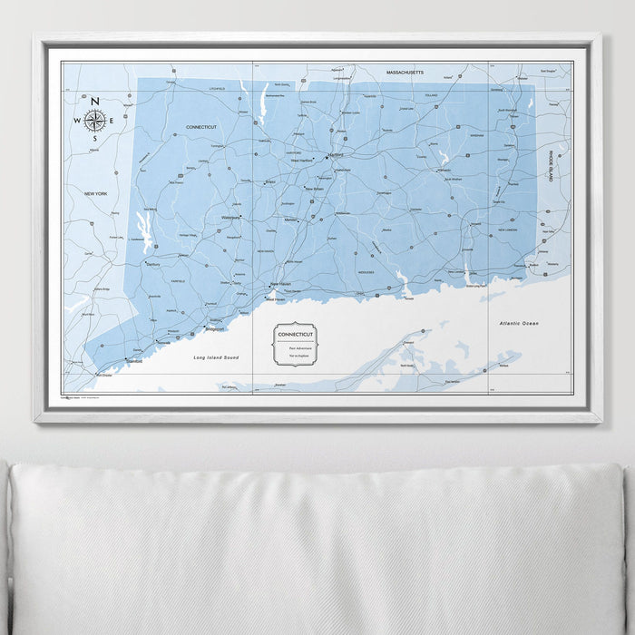 Push Pin Connecticut Map (Pin Board) - Light Blue Color Splash