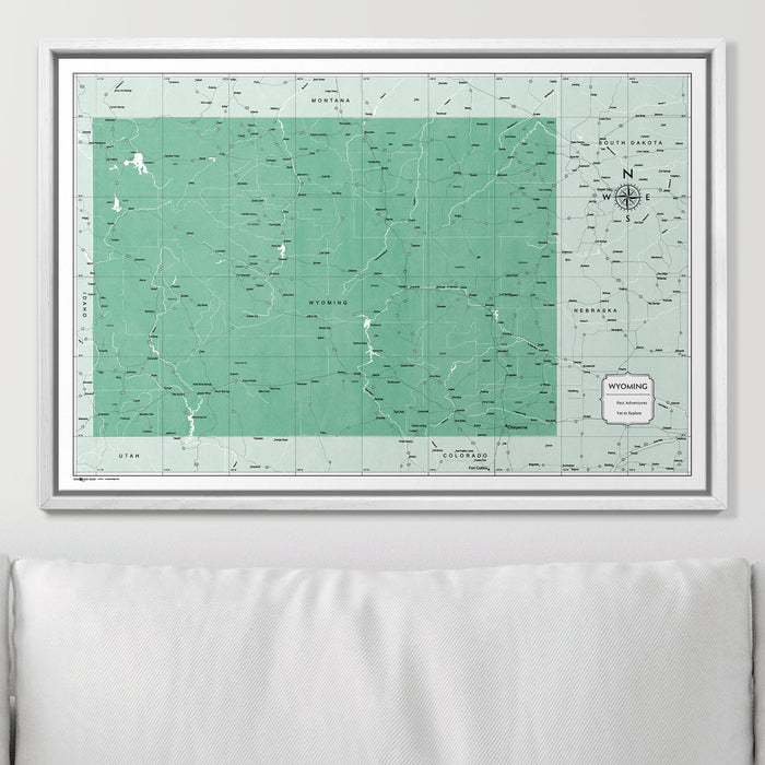 Push Pin Wyoming Map (Pin Board) - Green Color Splash