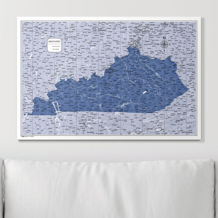 Push Pin Kentucky Map (Pin Board) - Navy Color Splash