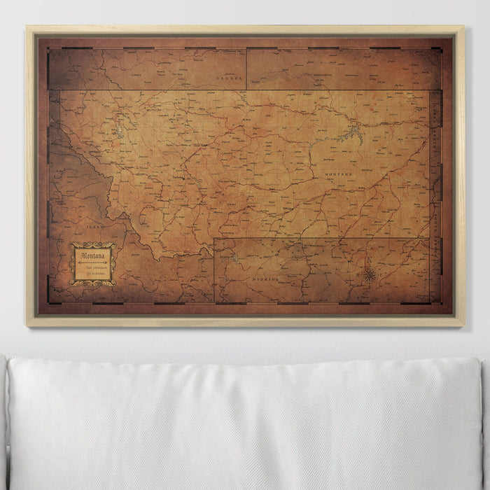 Push Pin Montana Map (Pin Board) - Golden Aged CM Pin Board