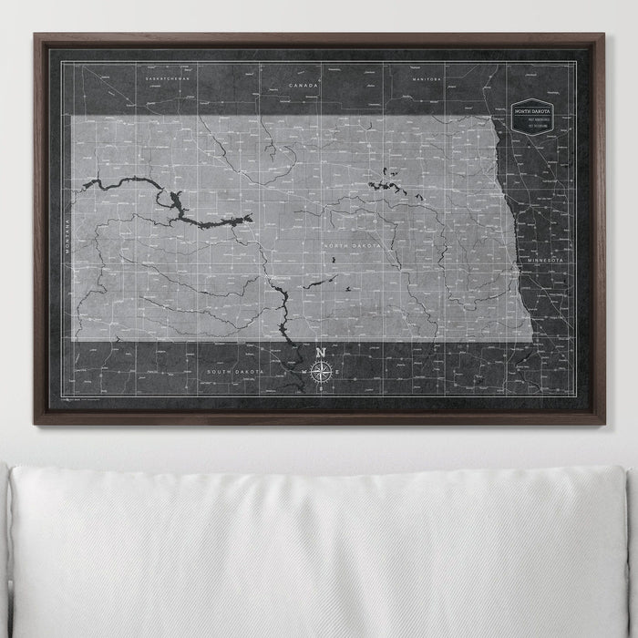 Push Pin North Dakota Map (Pin Board) - Modern Slate