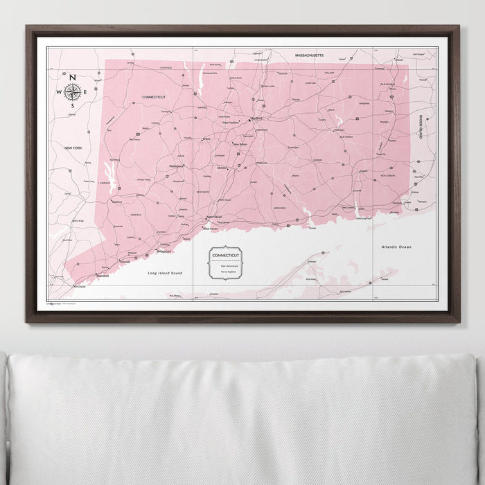 Push Pin Connecticut Map (Pin Board) - Pink Color Splash